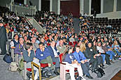 Audience waits for Kennedy talk