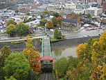 A view of Johnstown and the Little Conemaugh River from the Incline Plane car.  In 1936, when Johnstown was struck by a second major flood, the Inclined Plane carried almost 4,000 residents to safety.